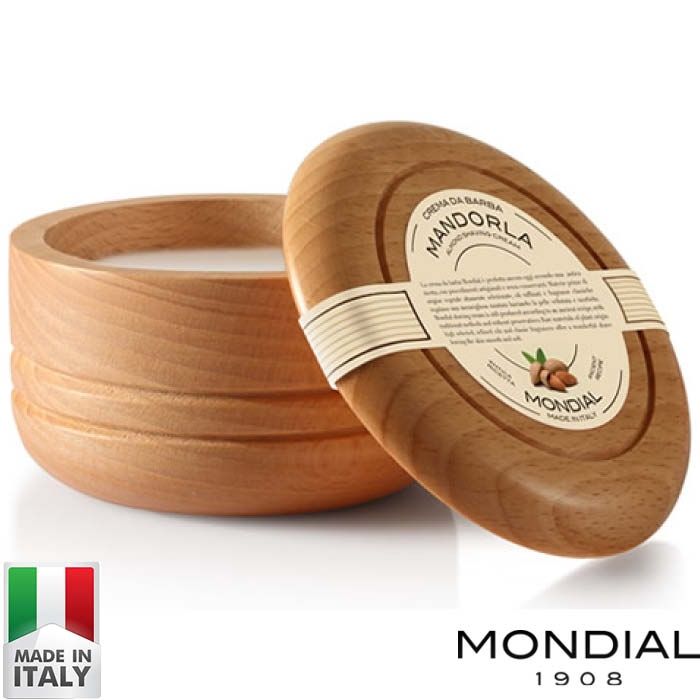 Mondial Almond Luxury Shaving Cream Wooden Bowl 140ml (Mandorla)